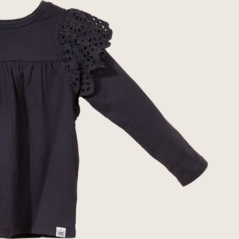 rise little earthling Ruffle Shoulder Tee TGHKT39 - White / 4-5y - Image 2