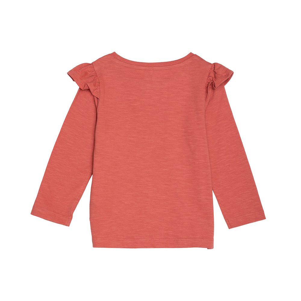 rise little earthling Long Sleeve Ruffle T-Shirt TGFKT20 - Dusty Cedar / 2-3y - Image 2